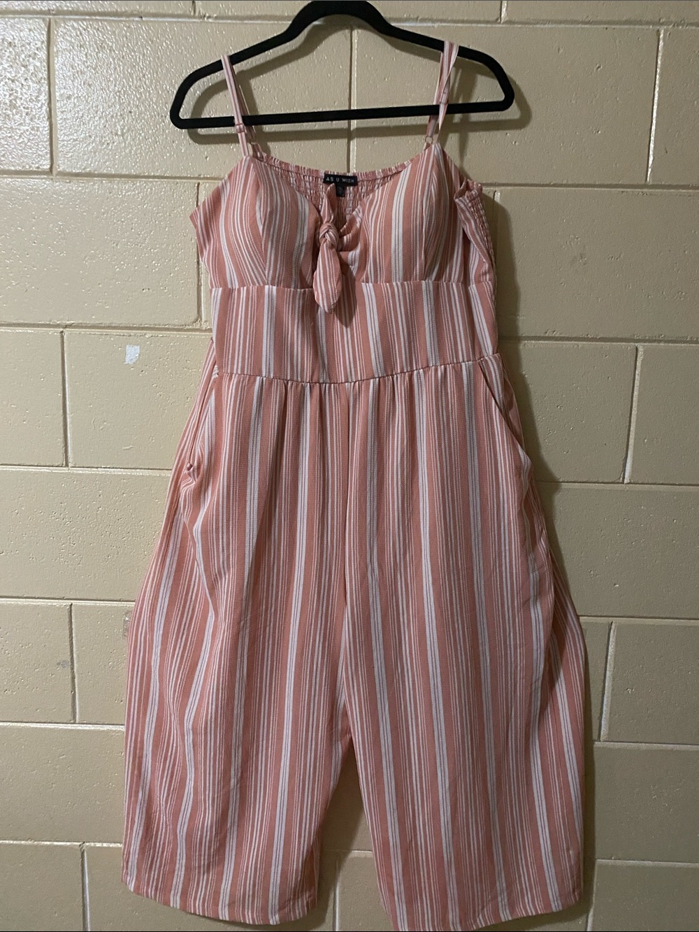 Pink Striped Tie-Front Jumpsuit